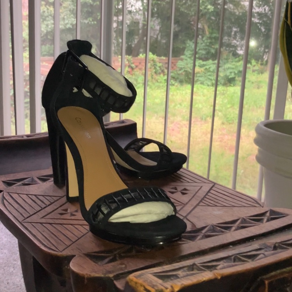 Calvin Klein Black Strappy Heels with Stiletto